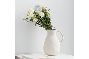 JXCBXJ Jarrón de cerámica para decoración, jarrones para Hierba de Pampa, jarrones Abstractos Modernos para decoración del hogar, para Mesa Moderna, estantería, decoración de Mesa de Centro. (Redondo pava)