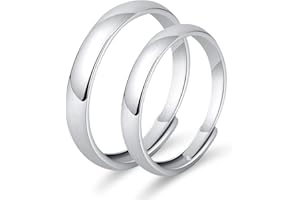 EUJEBEDA Pareja de Anillos de Compromiso Ajustables, Alianzas lisas para Enamorados, Regalo romántico ideal para mujer, Compromiso, Navidad, Aniversario