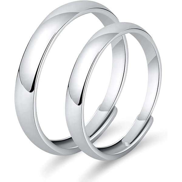 Alliance Couple Bagues Couple Ajustable, Style Alliance, En Argent