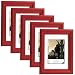 Produktbild 5er Set Bilderrahmen Fotogalerie, 9420-5 , Holz Rahmen , mit Glasscheibe , mit Passepartout, Artos Rot, 15x20 cm
