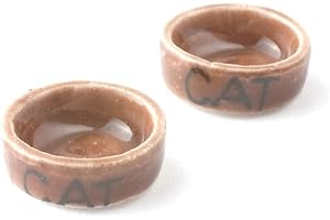 Melody Jane Dolls House 2 Stone Cat Food Bowl Water Dish Miniature Pet Accessory 1:12 Scale