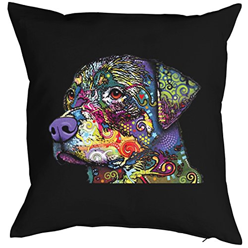Color Zierkissen Neon Rottweiler Sofakissen Hund Geschenk Kissen 40 x 40 cm geil bedruckt