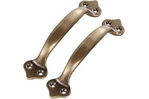 Tiazza 2Pcs Vintage Antique Brass Handle Wardrobe Window Drawer Pure Brass Pulls