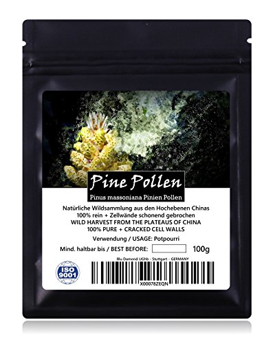 PINE POLLEN (Pinien Pollen) - Natürliche Wildsammlung | TOP-Qualität vom NR.1-Original | ISO-9001-zertifiziert | laborgeprüft auf über 20 Bestandteile | 80µm filtriert für höchste Güte | roh und unbehandelt | 100g