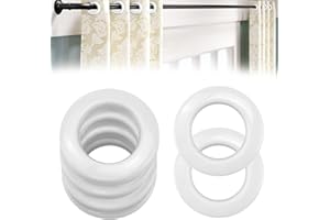 QUCUMER 20 Pcs Arandelas Cortinas Ollaos Cortinas 40mm Anillos Cortina Presion Anillos para Cortinas Redondo Argollas Plasticas para Cortinas de Baño Anillos Ojales para Colgar Cortinas, Blanco