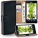 Produktbild Sony Xperia M2 Hülle Schwarz mit Karten-Fach [OneFlow 360° Book Klapp-Hülle] Handytasche Kunst-Leder Handyhülle für Sony Xperia M2 / M2 Dual / M2 Aqua Case Flip Cover Schutzhülle Tasche
