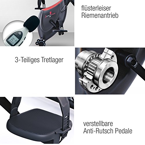 Sportstech F-Bike X100 Fitnessfahrrad mit patentiertem Zugbandsystem 4 KG Schwungmasse Rückenlehne X-Bike Ergometer mit Tablethalterun stufenloses Zwei-Wege Magentbremssystem Handpulssensoren faltbar - 5