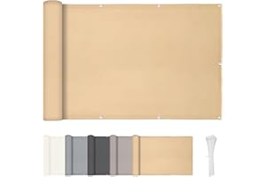 HENG FENG Frangivista Balcone Recinzione 90x300cm PES Frangivento Protezione Acqua Resistente al Vento per Patio Giardino,Sabbia