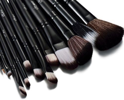 Glow Black Makeup Brushes Set - 12-Pieces Set For Face & Eye Makeup - Multipurpose Brush kit With Stylish Faux Leather Case - Perfect For Professional & Everyday Purpose - Handy Cosmetic Makeup Kit โ Black Colour
