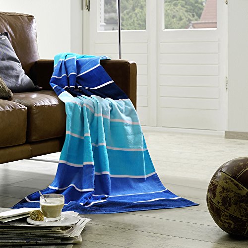 Exclusivo Mezcla 100% Baumwollen Strandtuch Strandtücher, Pool-tuch ansteigende Blauen Blockstreifen 75 x 150 cm – Dick, Weich, Saugfähig, Plüsch, Leicht und schnell Trocknend - 2