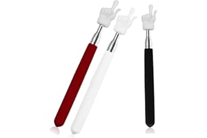 ACTIMED 3 Pcs Telescopic Teachers Pointer, Extendable Hand Pointer Finger Pointer Stick, Mini Retractable Classroom Pointer for Elementary School Kindergarten Teacher, Classroom Supplies ( Black,White，Red)