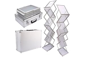 Zerone Présentoir à Brochure, Exposition Brochure Pliable Littérature Plancher de lExposition avec 6 Pochettes Compartiments pour A4