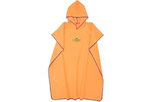 ATopoler Serviette Poncho Adulte Microfibre Serviette Changement Robe à Capuche Légère Séchage Rapide pour Surf Natation Wakeboard Plage Hommes Femmes Taille Unisexe (Orange)