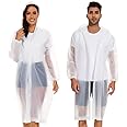 Goodern 2 PCS Adults Raincoat Rain Poncho,Reusable EVA Rain Coat for Unisex,Lightweight Comfortable Rainproof Poncho Outdoor Travel Fishing Portable Raincoat with Drawstring Hood & Elastic Cuff-White