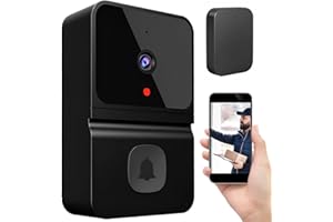 QSRTHFV Wireless Video Doorbell Reusable Smart Video Doorbell Camera with Wide Angle 1000mAh Rechargeable Night Vision Ring Video Doorbell 1080P HD for Security Home(black)