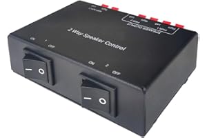 ADWITS 2-kanałowy pasywny selektor głośników, 2-strefowa skrzynka rozdzielcza dźwięku, obsługuje do 150 W/kanał, w pełni metalowe kwadratowe pudełko