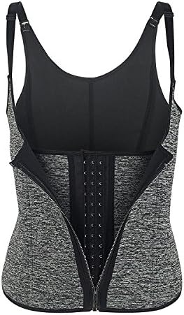 TanQian Women's Steel Boned Breathable Waist Training Corset Cincher Slimming Body Shaper Vest with Adjustable Straps, Tummy Fat Burner (Zip-Hook-Snowflake Grey, S)