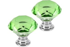 FBSHOP(TM) 2 PCS 30mm Grün Kristallglas Diamant Form Türknauf Griff Pull Knöpfe für Kinder Kid 's Room Schublade, Schrank, Chest, Bin, Kommode,Küche Schränke etc. mit Schrauben