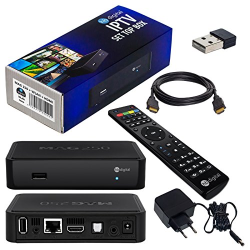 MAG 250 Original IPTV SET TOP BOX Multimedia Player Internet TV IP Receiver + Nano WLAN Stick + HB Digital HDMI Kabel