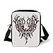 Produktbild Tattoo Decor,Combined Hearts with Skull Eagle Wings Symbol of The Brave Love Print,Black White and Red Print Kids Crossbody Messenger Bag Purse