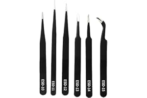 KXUSW Pinzas de Precisión Juego de 6 Piezas-Herramientas Relojero-Pinzas Cejas-Pinzas Manualidades-Pinzas Electrónicas de Precisión-Adecuadas para Joyería, Productos Electrónicos y Artesanías