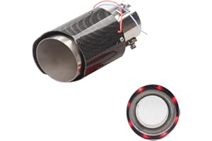 ‎MORECHIOCE Auto Endrohr,MoreChioce Auto Auspuffspitze Kohlefaser Auto Auspuffendrohr Auspuffspitze Endrohr mit LED Auto Auspuffrohr Auspuffspitzen Auspuffblende Außendurchmesser Weniger als 55mm,Rot Gerade