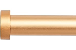 BOOM JOG Curtain Poles 76cm to136cm (30" to 54") Gold Extendable Curtain Pole Set 25mm (1") Diameter Curtain Rod With Cap finials brackets