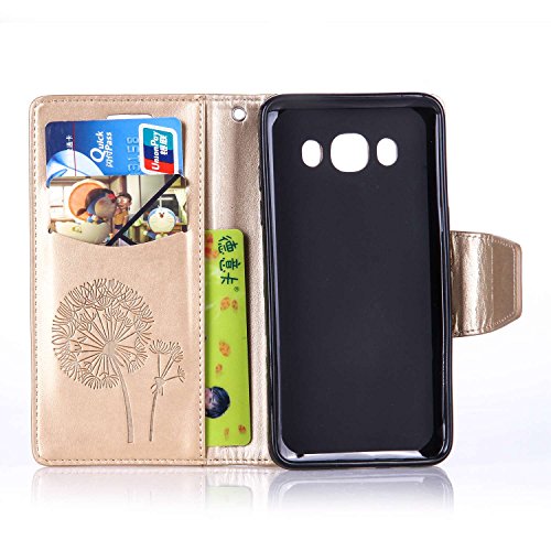 Voguecase   Para Samsung Galaxy J5 2016 funda  Diente de le  n-dorado  Cuero Carcasa Funda Funci  n de Soporte Cover Tapa Case Billetera con Tapa para Tarjetas  Gratis aguja de la pantalla stylus universales