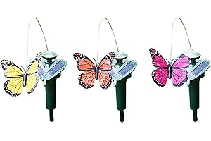 Tuzsocr Décoration solaire de jardin, piquet papillon flottant - Décoration de cour - Simulation de papillon - Décoration de jardin, terrasse, pelouse (couleur aléatoire) (papillon)
