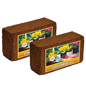 TrustBasket COCOPEAT Block(650 Grams)-EXPANDS to 16 litres of Coco PEAT Powder (Set of Two 650grm Blocks)