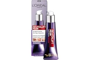 ‎L'OREAL PARIS L'Oréal Paris Augencreme für Frauen: poltert auf, glättet die Haut und spendet intensiv Feuchtigkeitmit konzentrierter [Hyaluronsäure]Revitalift Filler, 1x 30ml