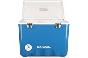 ENGEL Cooler Box 28.4 L - Leak-Proof, Air Tight, Drybox Cooler for Camping, Fishing, Hiking,Picnic - Mini Ice Boxes Large Enough for 30 Cans, 48.3 x 31.7 x 36.8 CM Small Cool Box for Drinks and Food