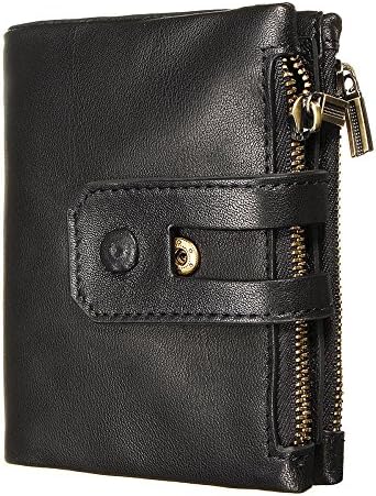 RFID Mens Genuine Leather Wallet Credit Holder Cash Coin ID Protection Purse (Black)
