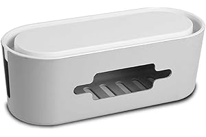 PORRASSO Câble Boîte de Rangement Range-câbles Cable Box Garder Les Câbles Bien Rangés Boîte Cache-Câble pour Bureau TV Ordinateur Système de Hub USB - 12.6 x 4.7 x 5.1 Inch Gris
