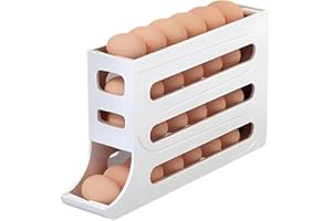 IKOPFLN 1 PCS Dispenser Automatico Per Uova A 4 Livelli Salvaspazio Per L'organizzazione Del Frigorifero E Del Piano Di Lavoro - Organizer Portauova In Plastica Resistente (Bianco)