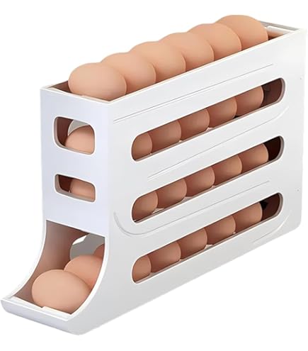Portauova Per Frigorifero MIUUIPI - Dispenser Per 17 Uova, Pieghevole E Inclinato In Materiale PTE (Giallo) - Foto 8