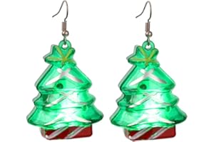 IMINI Cute Christmas LED Lights Dangling Hook Stud Earrings for Women Teen Girls Santa Claus Christmas Tree Colorful Bulbs Dangle Drop Light Up Glowing In The Dark Fashion Xmas Jewelry Gifts