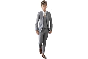 BOTONG Costume à revers en pointe pour garçons, coupe ajustée, avec veste, gilet et pantalon, idéal pour les fêtes, les événements formels et les mariages