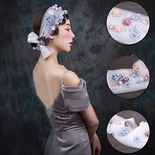 Greencolourful Bride Headdress Hair Band Veil Wedding Gown Decor Colorful Floral Headwear