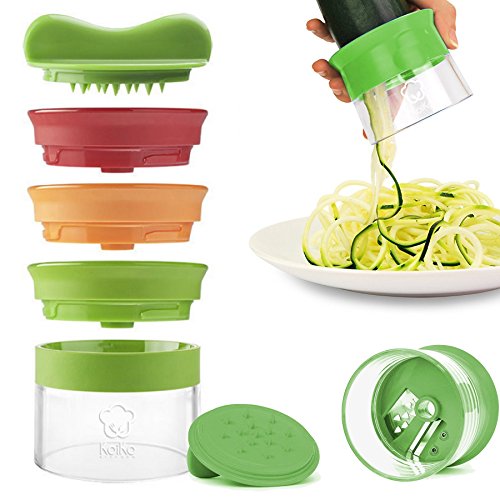 3 Klingen Spiralschneider von KoiKo Kitchen® | Neu | Handspiralschneider zum Spiralisieren & Schälen von Obst und Gemüse | Für Gemüsespaghetti, Zucchininudeln und gesunde Ernährung