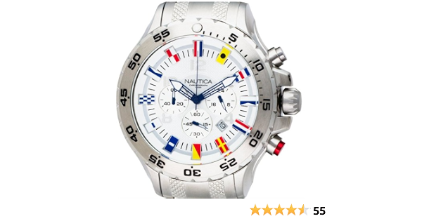 OROLOGIO NAUTICA NST CHRONO FLAG ACCIAIO A29513G : Amazon.it: Orologi
