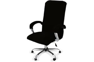 LIFEDX Funda de Sillas de Oficina Elástica con Reposabrazos,Felpa de Terciopelo,Modernas Cubiertas de la Silla de la Computadora Antipolvo de Oficina Silla Removible,No Incluye Sillas -Black||XL