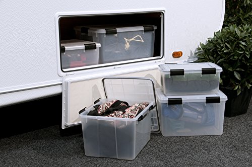 XL Lagerbox aus transparentem Kunststoff mit Dichtungsring im Deckel für Nässe, Staub und Schmutz. Maße ca. 39 x 59 x 29 cm. 50 Liter Volumen. TOP QUALITÄT! - 3