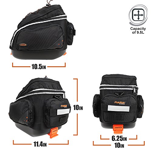 Ibera Fahrrad-Gepäckträgertasche und Gepäckträger Set, Bicycle Quick-Release PakRak Mini Commuter Bag und Seat-Post Rack - 5