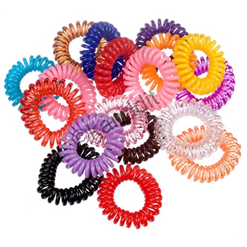 10 Kanddit Spiral Random Colours Girls Hair Bobbles Bands Mini Ponytail Elastic Stretchy Hairband (Random)