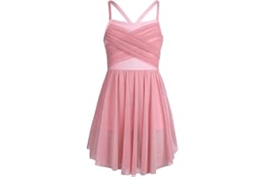 TiaoBug Mädchen Ballettkleid ärmellos Ballettanzug mit Ballettrock Ballett Dance Slip Glitzend Ballett Kostüm Trikot Body Kleider Ballettkleidung für Kinder