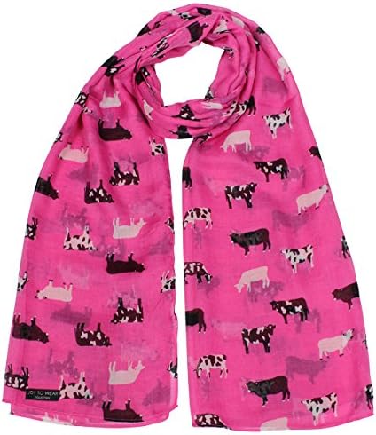 Cow Print Ladies Fashion Scarf (Bright Pink)