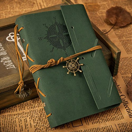 Tinksky Vintage Notizbuch klassische PU Leder Cover Journal Notebook Retro Spirale Ringbuch Tagebuch - 9