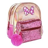 | 🌙 💜 BOLSA MULTIFUNCIONAL! 🦄 🎪 | El diseño encantador cuenta con un Pom Pom super suave rosa, una impresión holográfica y brillo rosado. Bolsillo lateral de malla para botellas, correas ajustables acolchadas, asa superior y mucho más. ¡Esta es seguramente la nueva bolsa favorita de su hija!