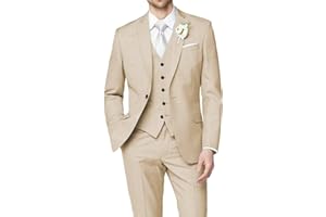 HUUTOE Costume 3 pièces élégant à coupe ajustée pour homme, pour mariage, marié, bal de fin d’année, affaires, avec veste à simple boutonnage, gilet et pantalon, personnalisable